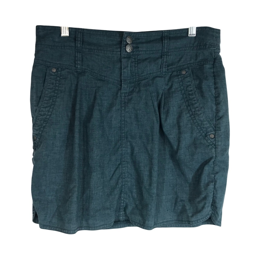Prana Teal Hemp Blend Skirt Women's Size 4 Cargo Pockets